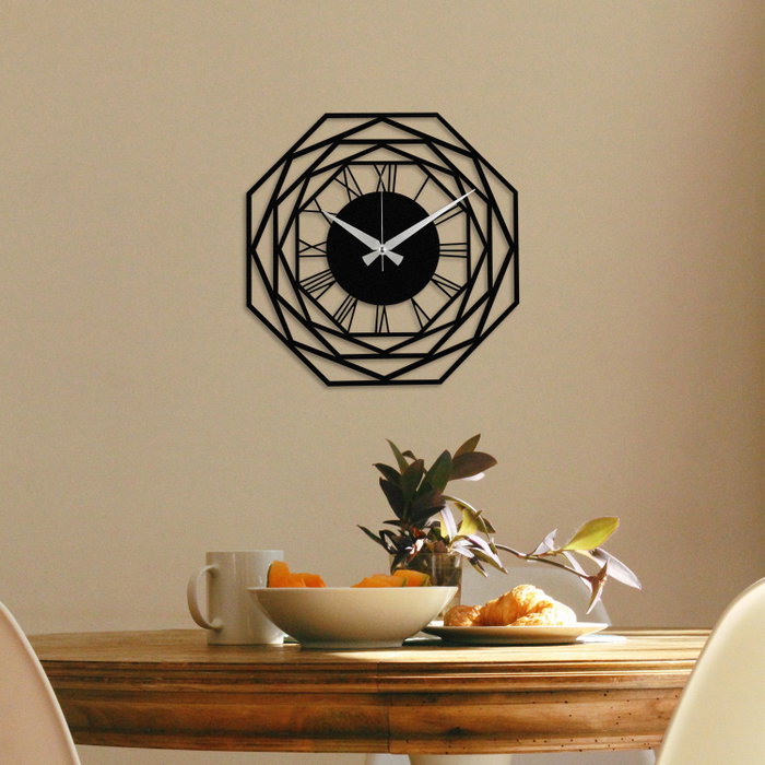 Wallity Enzoclock - S012 Reloj de Pared Decorativo de Metal Negro
